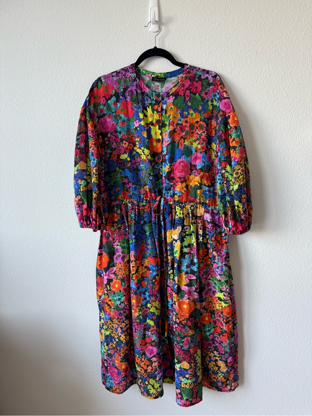 STINE GOYA Black Multicolor Floral Button-Up Dress - Picture 6 of 10
